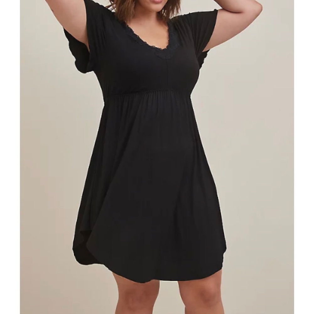 🆕 Black Super Soft Lace Trim Sleep Dress 3 3X 22 24 NWT Torrid New! Pyjamas PJ - Picture 2 of 8